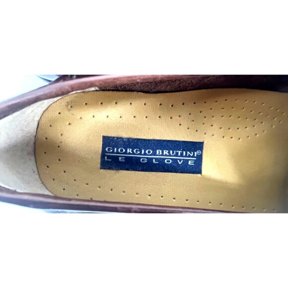 Giorgio Brutini Le Glove Brown Eel Skin Loafers Mens Shoes Sz 12D Made in Brazil - Picture 5 of 13